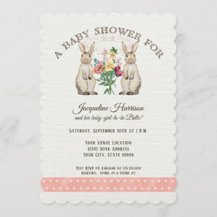 Invitation Woodland Fairy Tale Rabbits Girl Baby shower Art