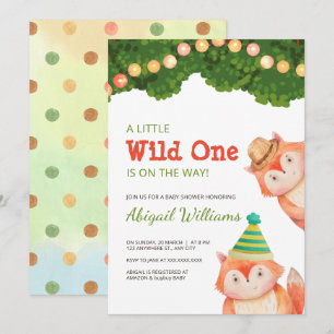 Invitation Woodland Family Fox Baby shower Wild One
