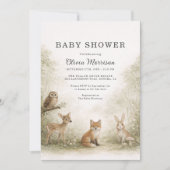 Invitation Woodland Forest Animals Baby Shower (Devant)