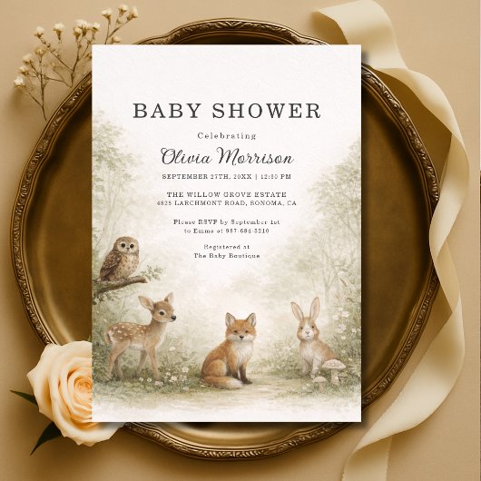 Invitation Woodland Forest Animals Baby Shower