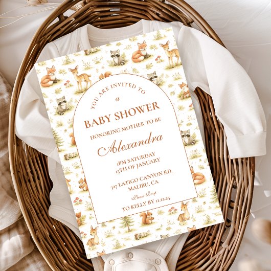 Invitation Woodland Forest Animals Baby Shower