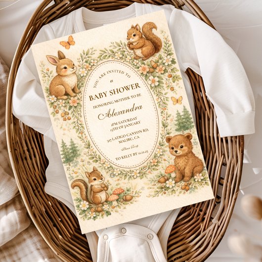 Invitation Woodland Forest Animals Baby Shower