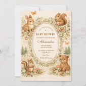 Invitation Woodland Forest Animals Baby Shower (Devant)