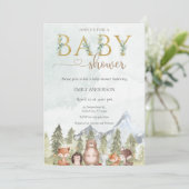 Invitation Woodland Forest Animals Baby Shower (Debout devant)