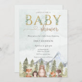 Invitation Woodland Forest Animals Baby Shower (Devant / Derrière)