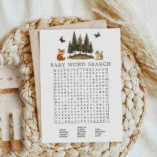 Invitation Woodland Forest Animals Baby Word Search Jeu