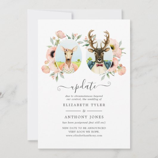 Invitation Woodland Forest Deer Boho Funny Mariage Update (Devant)