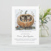Invitation Woodland Forest Twins Fall Baby Shower (Debout devant)
