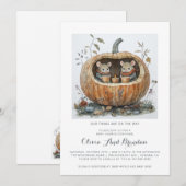 Invitation Woodland Forest Twins Fall Baby Shower (Devant / Derrière)