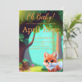 Invitation Woodland forêt amis mignon bébé foin (Debout devant)