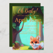 Invitation Woodland forêt amis mignon bébé foin (Devant / Derrière)