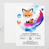 Invitation Woodland Fox Aventure Anniversaire Célébration (Devant / Derrière)