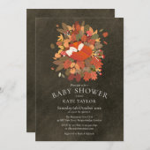 Invitation Woodland Fox Cub Baby shower Chalkboard (Devant / Derrière)