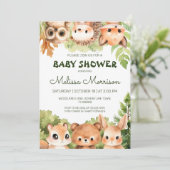 Invitation Woodland Friends Rassembler bébé garçon douche (Debout devant)