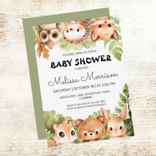 Invitation Woodland Friends Rassembler bébé garçon douche