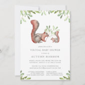 Invitation Woodland Friends Red Squirrel Baby shower virtuel (Devant)