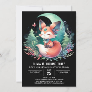 Invitation Woodland Fun Fox Anniversaire numérique