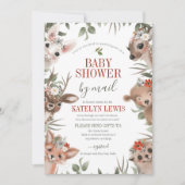 Invitation Woodland Greenery Baby shower par courrier (Devant)