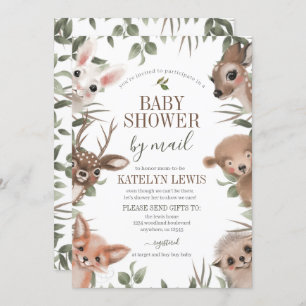 Invitation Woodland Greenery Baby shower par courrier