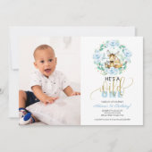 Invitation Woodland He's A Wild One Photo First Birthday Inv (Devant)