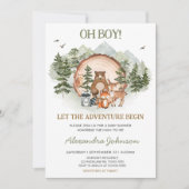 Invitation Woodland Laisser l'aventure commencer le Baby show (Devant)