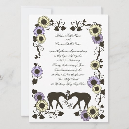 Invitation Woodland Love Mariage de tournesol (Devant)