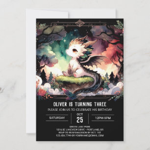 Invitation Woodland Majestic Dragon Anniversaire