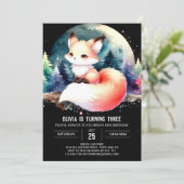 Invitation Woodland Minimaliste Fox Anniversaire numérique (Debout devant)