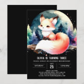 Invitation Woodland Minimaliste Fox Anniversaire numérique (Devant / Derrière)