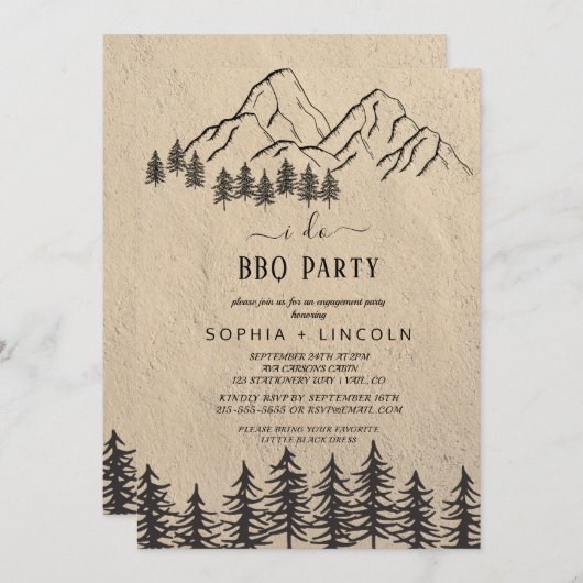 Invitation Woodland Mountain "I Do" BBQ (Devant / Derrière)