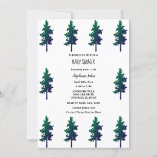 Invitation Woodland Nature Arbres Baby showers Garçons Filles