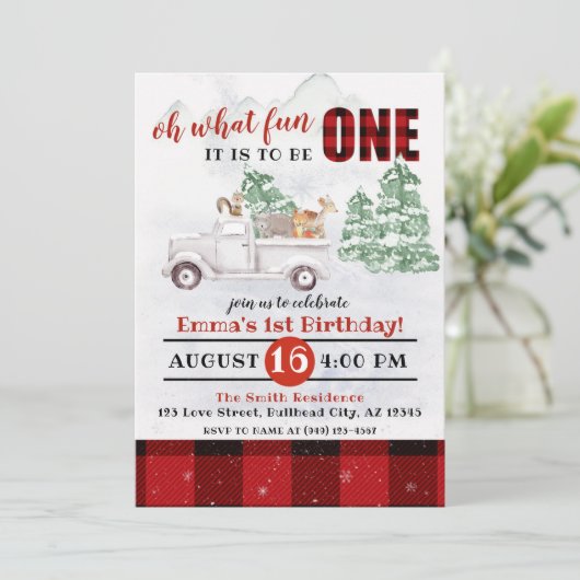 Invitation Woodland Oh ce qui est amusant c'est d'être UN 1er (Debout devant)