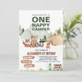 Invitation Woodland One Happy Camper Anniversaire de enfant d (Debout devant)