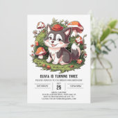 Invitation Woodland Pastel Digital Wolf Anniversaire (Debout devant)