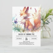 Invitation Woodland Printable Renard Anniversaire (Debout devant)