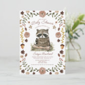 Invitation Woodland Raccoon Baby Shower (Debout devant)