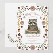 Invitation Woodland Raccoon Baby Shower (Devant / Derrière)