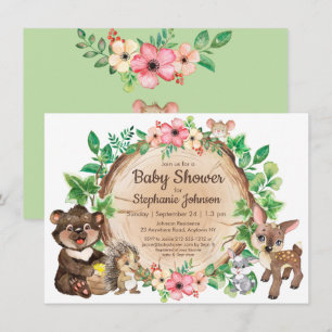 Invitation Woodland Rustic Animal Baby shower neutre