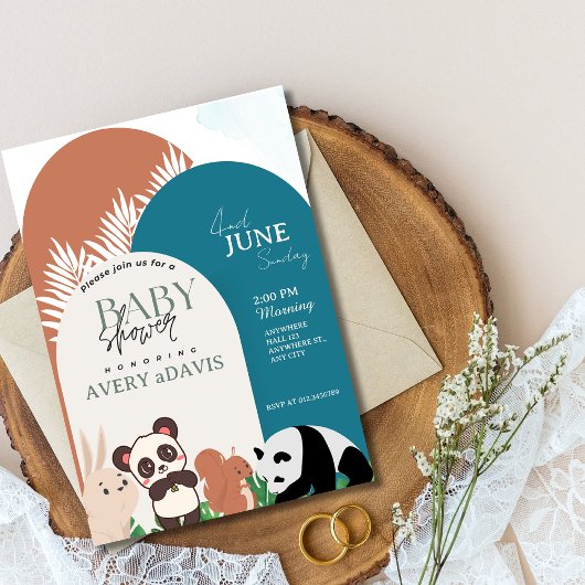 Invitation Woodland Safari Animaux garçon Baby shower Invitat