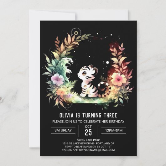 Invitation Woodland Simple Tiger Anniversaire (Devant)