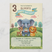 Invitation Woodland Storybook Animals 3rd Birthday (Devant)