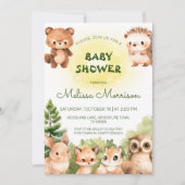 Invitation Woodland Sunshine Baby Boy Douche (Devant)