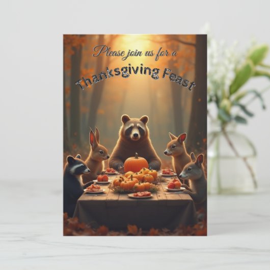 Invitation Woodland Thanksgiving Party Amis et famille (Debout devant)