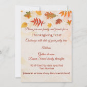 Invitation Woodland Thanksgiving Party Amis et famille (Dos)
