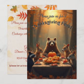 Invitation Woodland Thanksgiving Party Amis et famille (Devant / Derrière)