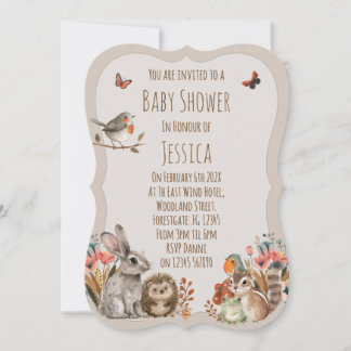 Invitation Woodland Theme Neutral Baby Shower