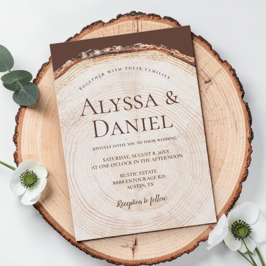 Invitation Woodland Tree bark ring Rustic Wedding 