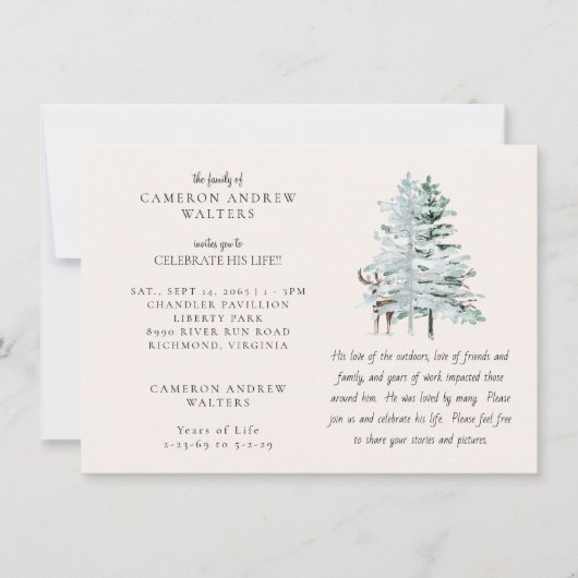 Invitation Woodland Trees Celebration of LIfe (Devant)
