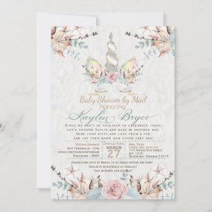 Invitation Woodland Unicorn Baby shower virtuel Kaylin5 Inv