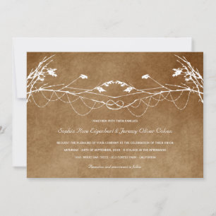 Invitation Woodland Vintage noué amour arbre Mariage nature
